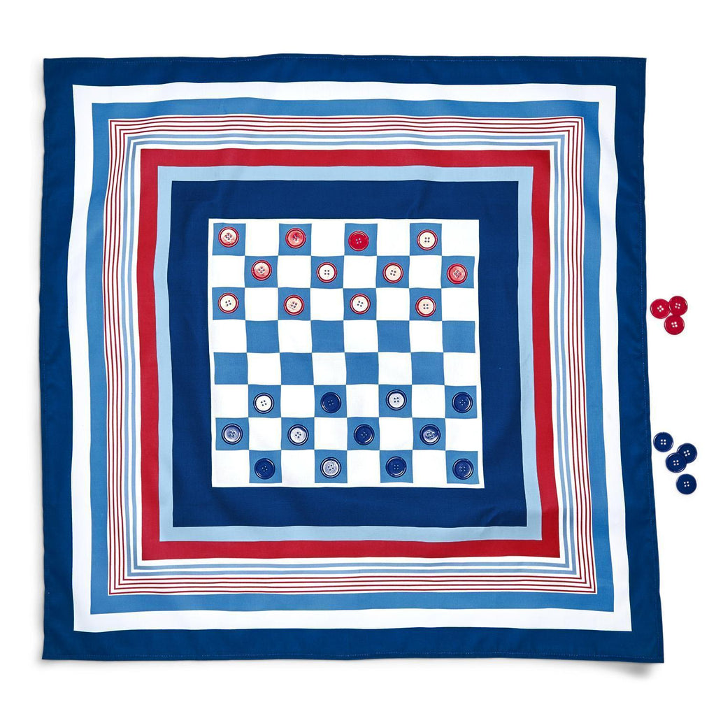 Red, White & Blue Tablecloth Checkers Game