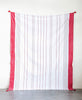 Cotton Woven Tablecloth with Red Stripes & Tassels