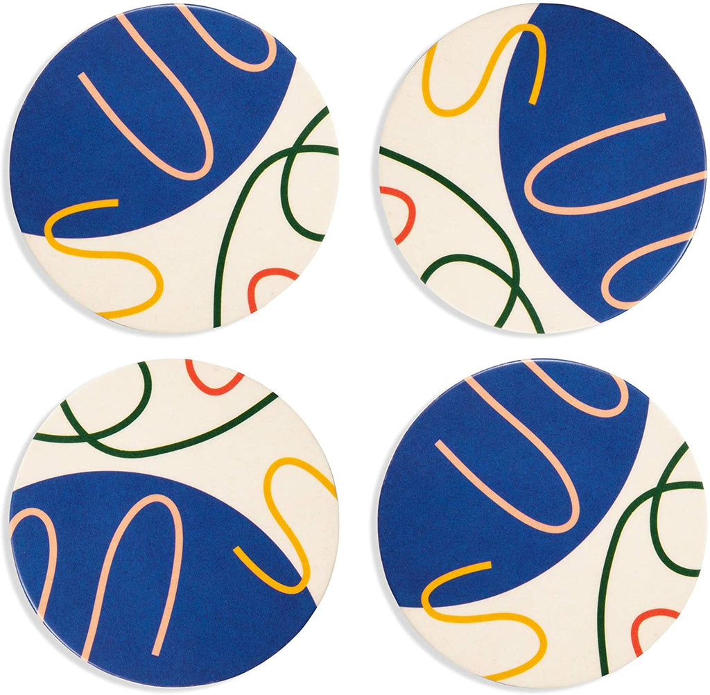 Bamboo Coasters Abstract Set in Various Colors