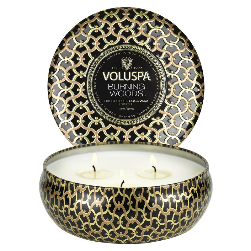 Burning Woods 3 Wick Tin Candle