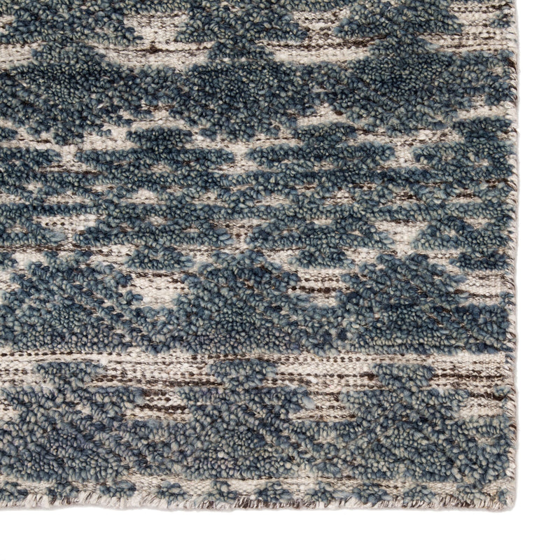 Prentice Hand-Knotted Geometric Blue & Ivory Area Rug