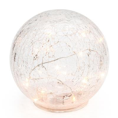 LED Sphere 8" Crackle Glass Decor Light