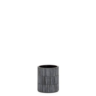 Bamboo Glass Mosaic Tealight Holder in Black