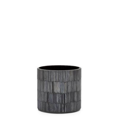 Bamboo Glass Mosaic 4 x 4" Drop Pot in Black