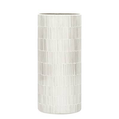 Bamboo Glass Mosaic 4" x 9"Cylinder Vase in Silver