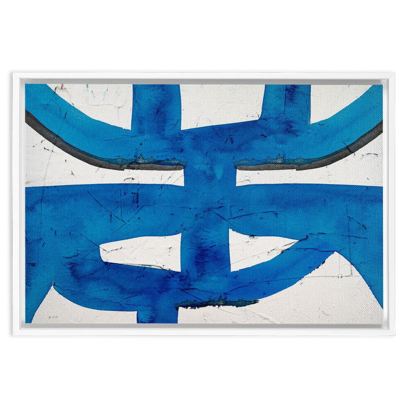 Blue Glyph Framed Canvas