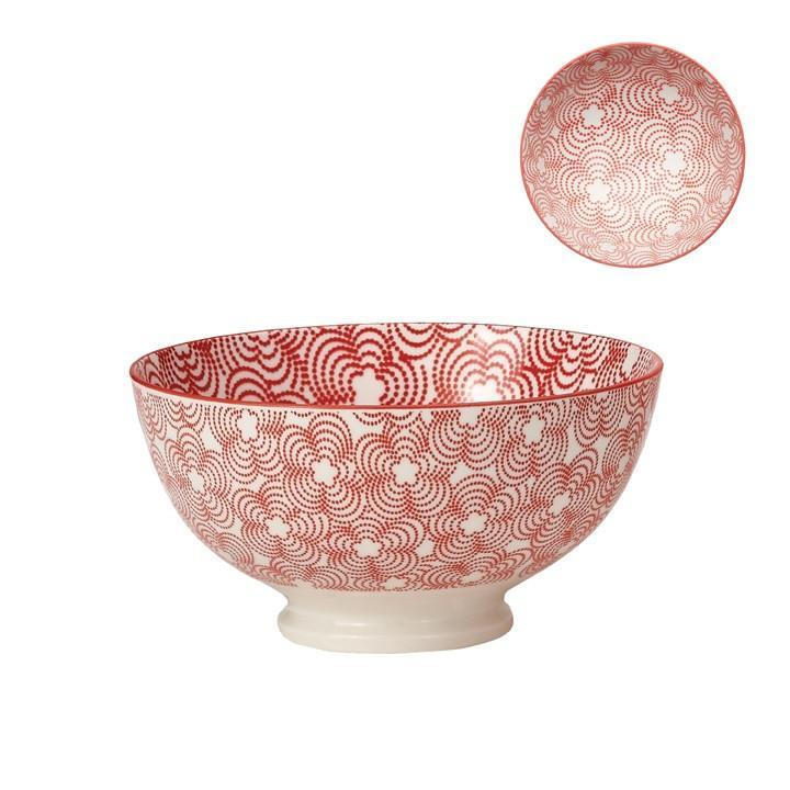 Medium Kiri Porcelain Bowl in Red W/ Red Trim