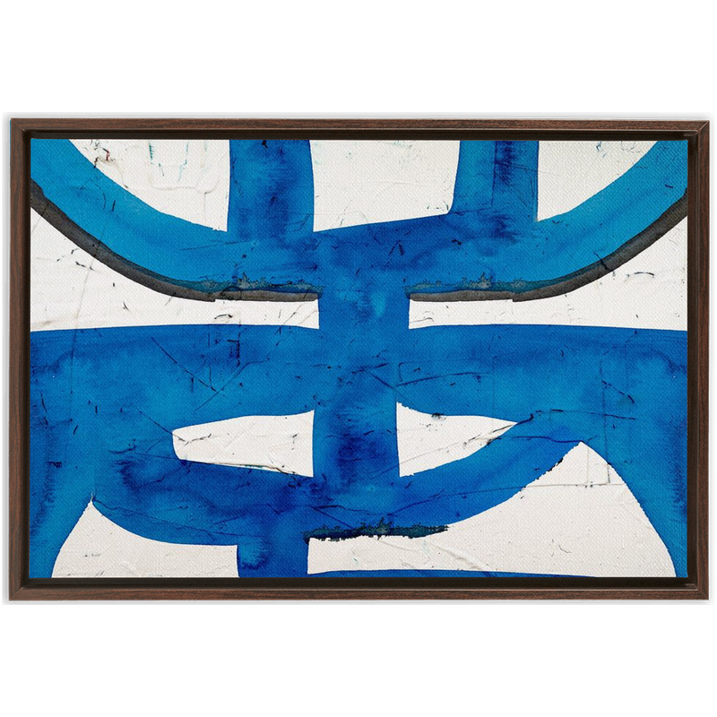 Blue Glyph Framed Canvas