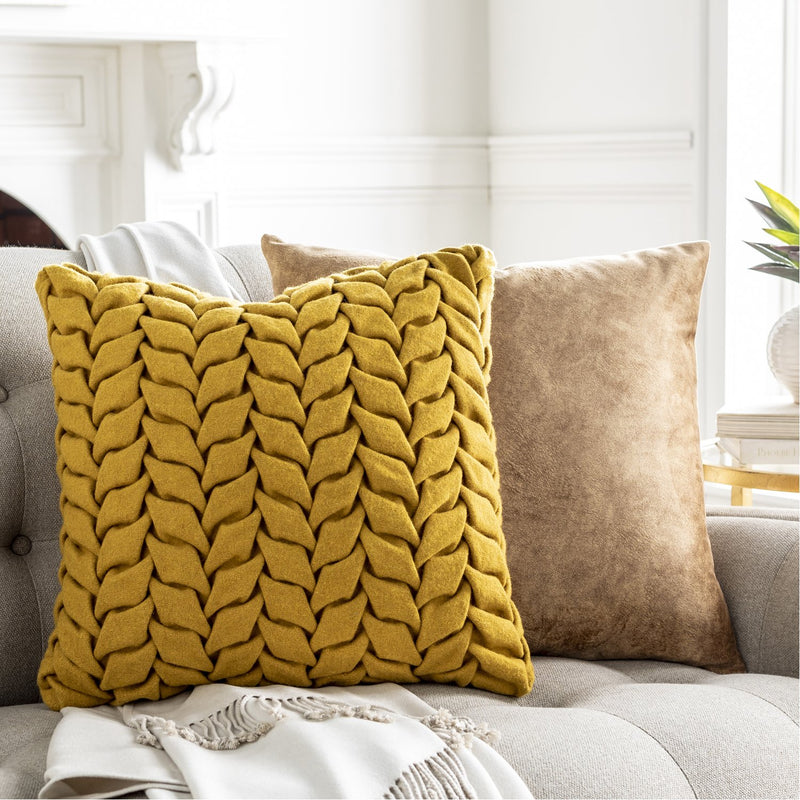 Alana AAP-005 Felted Square Pillow in Mustard by Surya