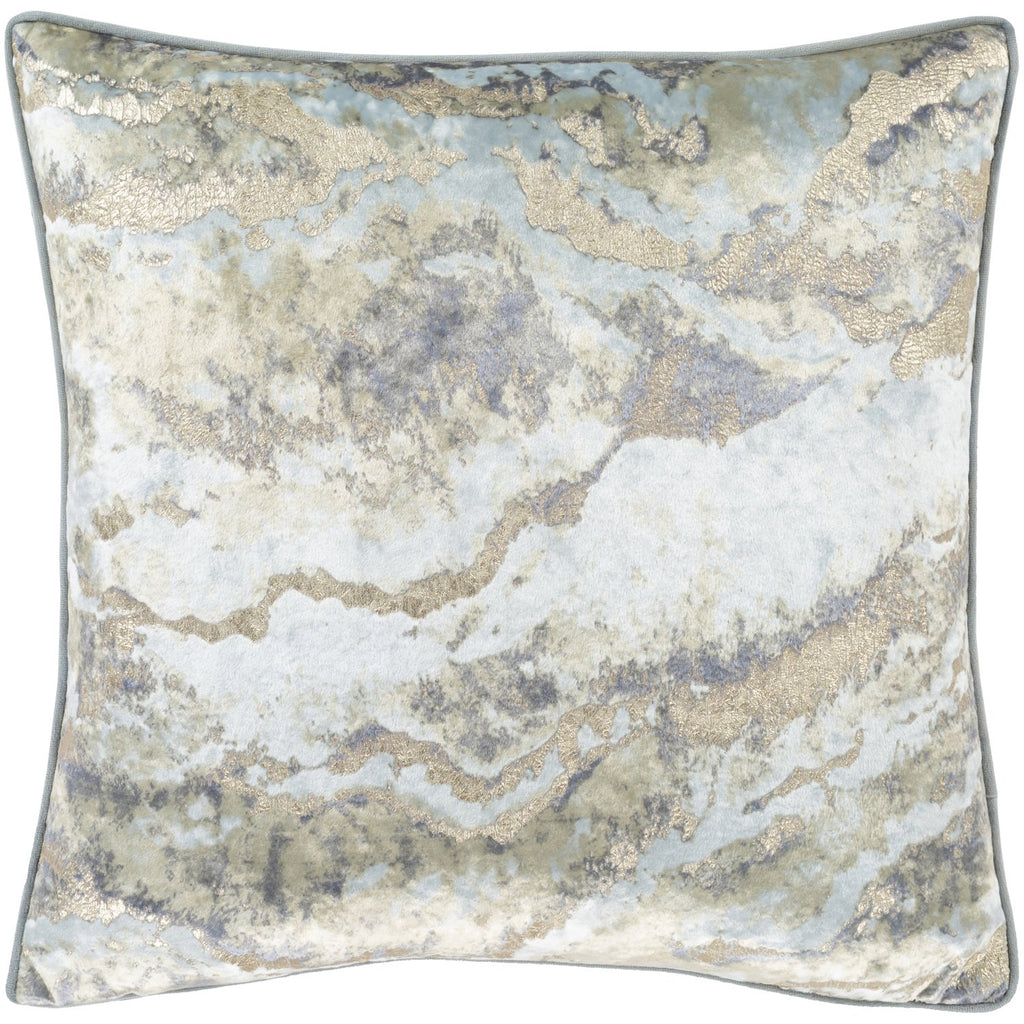 Agate AAT-001 Velvet Pillow in Light Gray by Surya