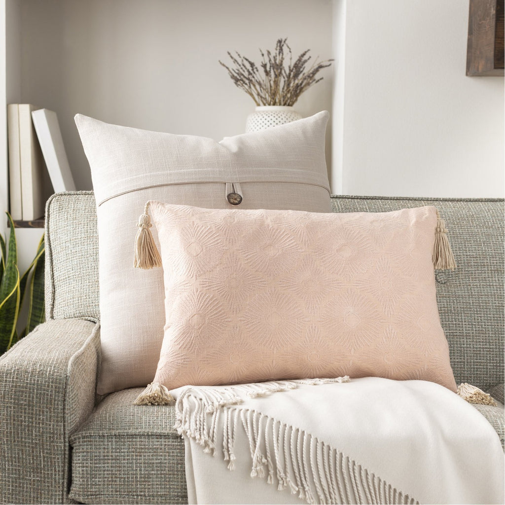 Accra ACA-006 Woven Lumbar Pillow in Peach & Lilac by Surya