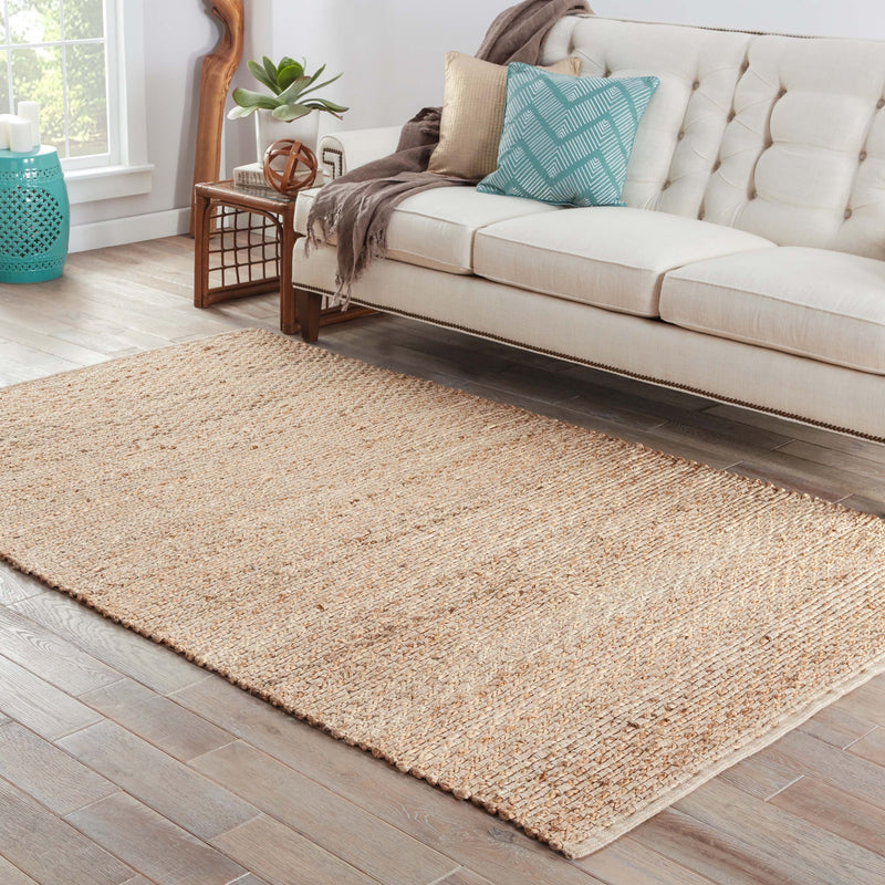 Braidley Natural Solid Beige Area Rug