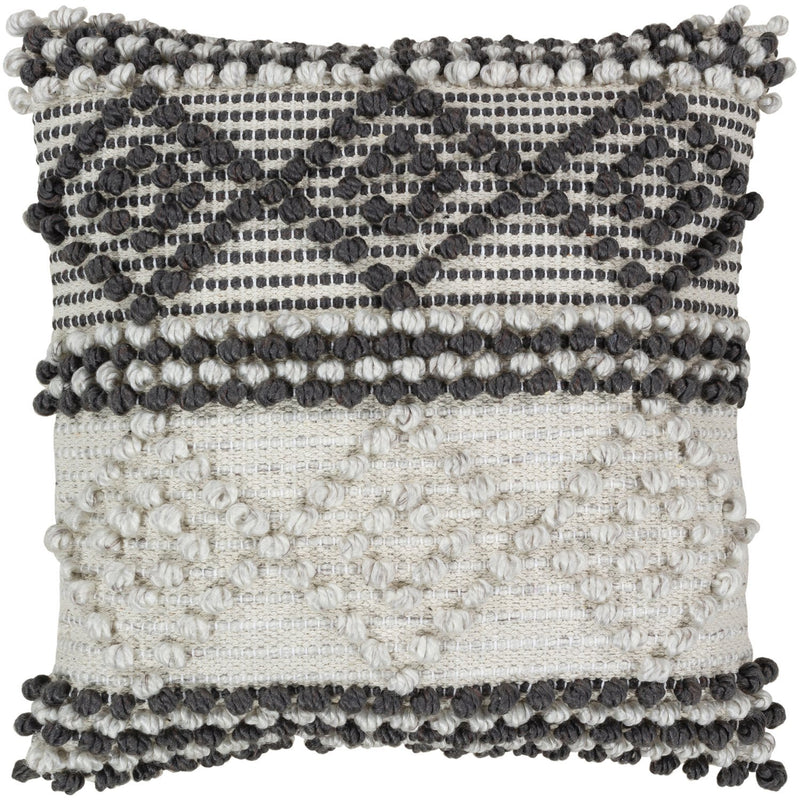 Anders ADR-002 Hand Woven Square Pillow in Charcoal & Beige by Surya