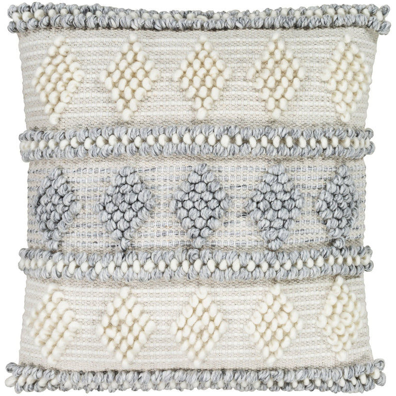 Anders ADR-006 Hand Woven Square Pillow Cream & Medium Gray by Surya