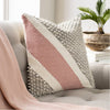 Amaretta Hand Woven Square Pillow Beige, Cream, Medium Gray, Rose