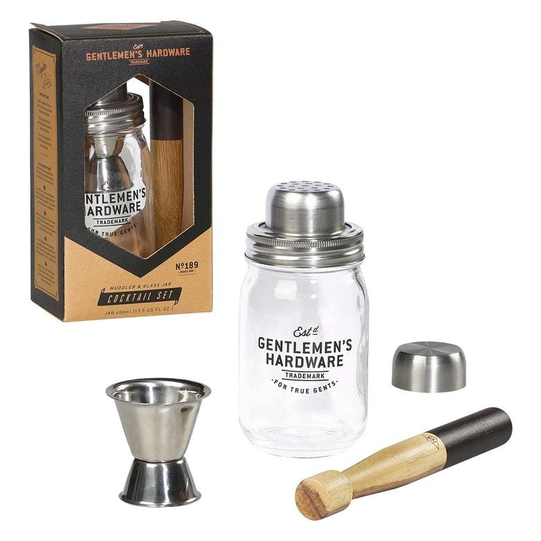 Muddler & Glass Jar Cocktail Set