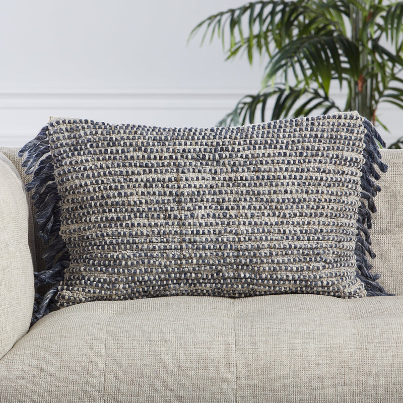 Honaz Textured Pillow in Navy & Ivory by Jaipur Living