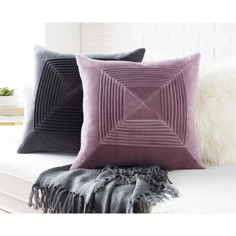 Akira AKA-004 Velvet Pillow in Charcoal by Surya