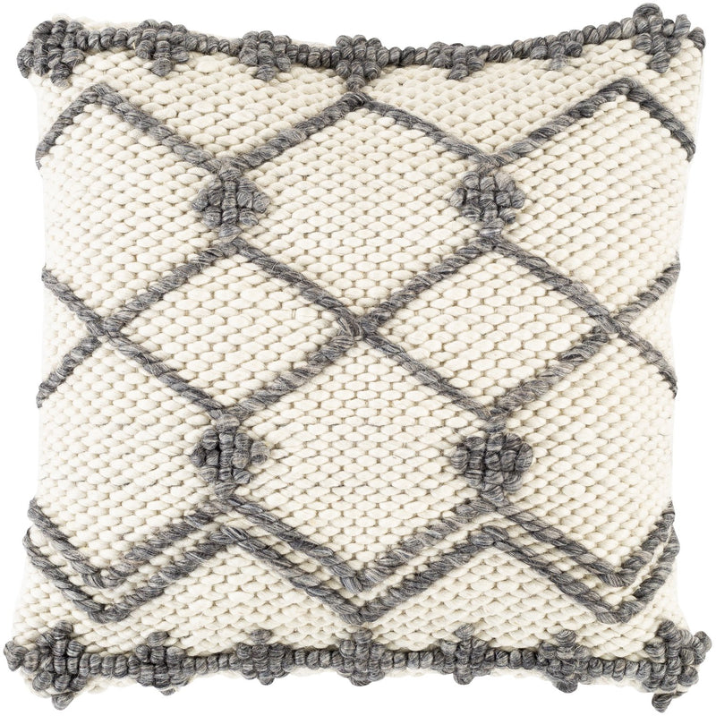 Anniken AKN-003 Hand Woven Pillow in Cream & Charcoal by Surya