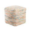 Almi Beige & Multicolor Stripe Square Pouf