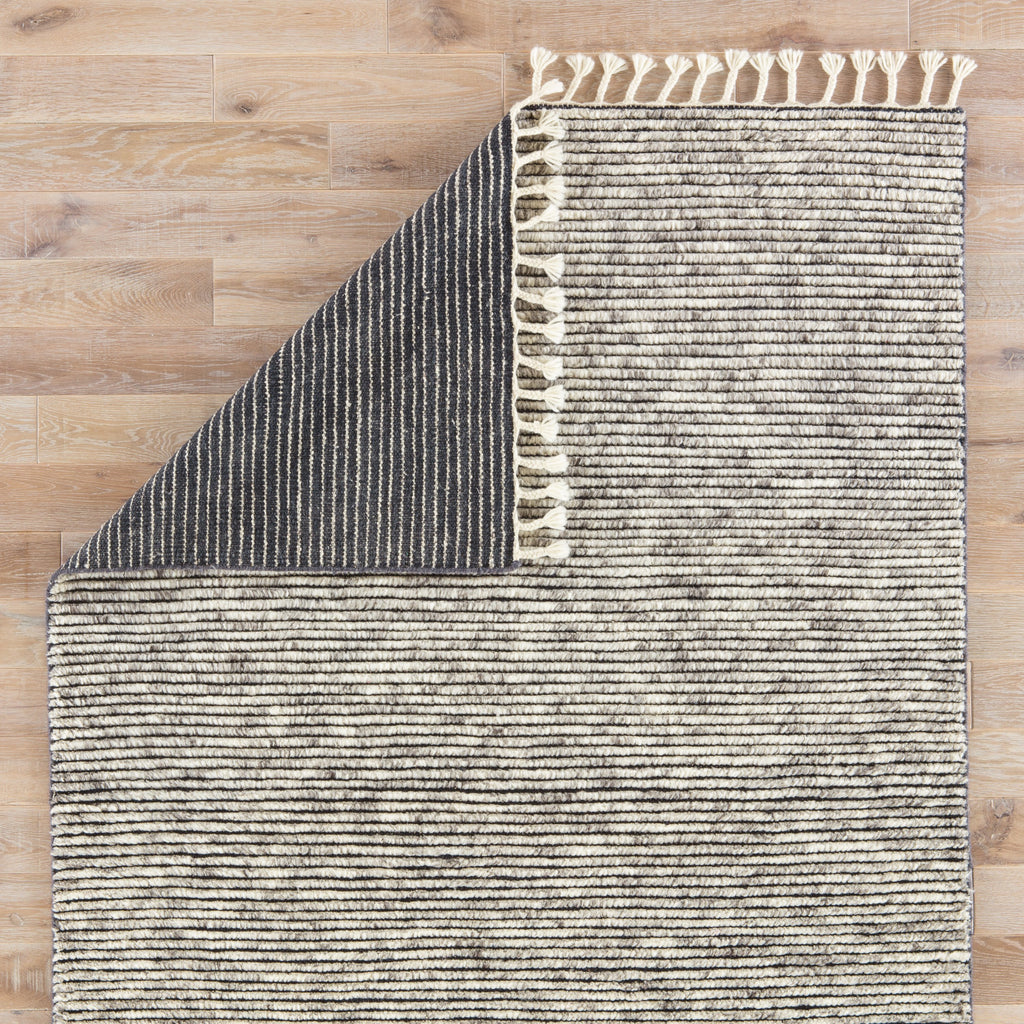 Alpine Hand-Knotted Stripe White & Gray Area Rug