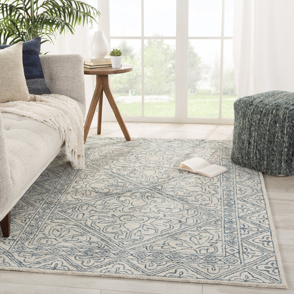 Carmen Handmade Trellis Blue/ Light Gray Rug