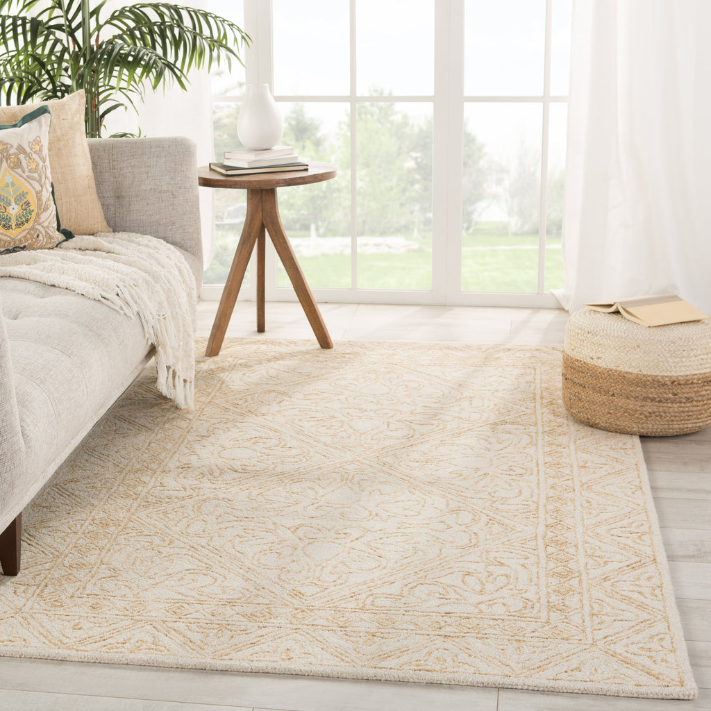 Carmen Handmade Trellis Yellow/ Cream Rug