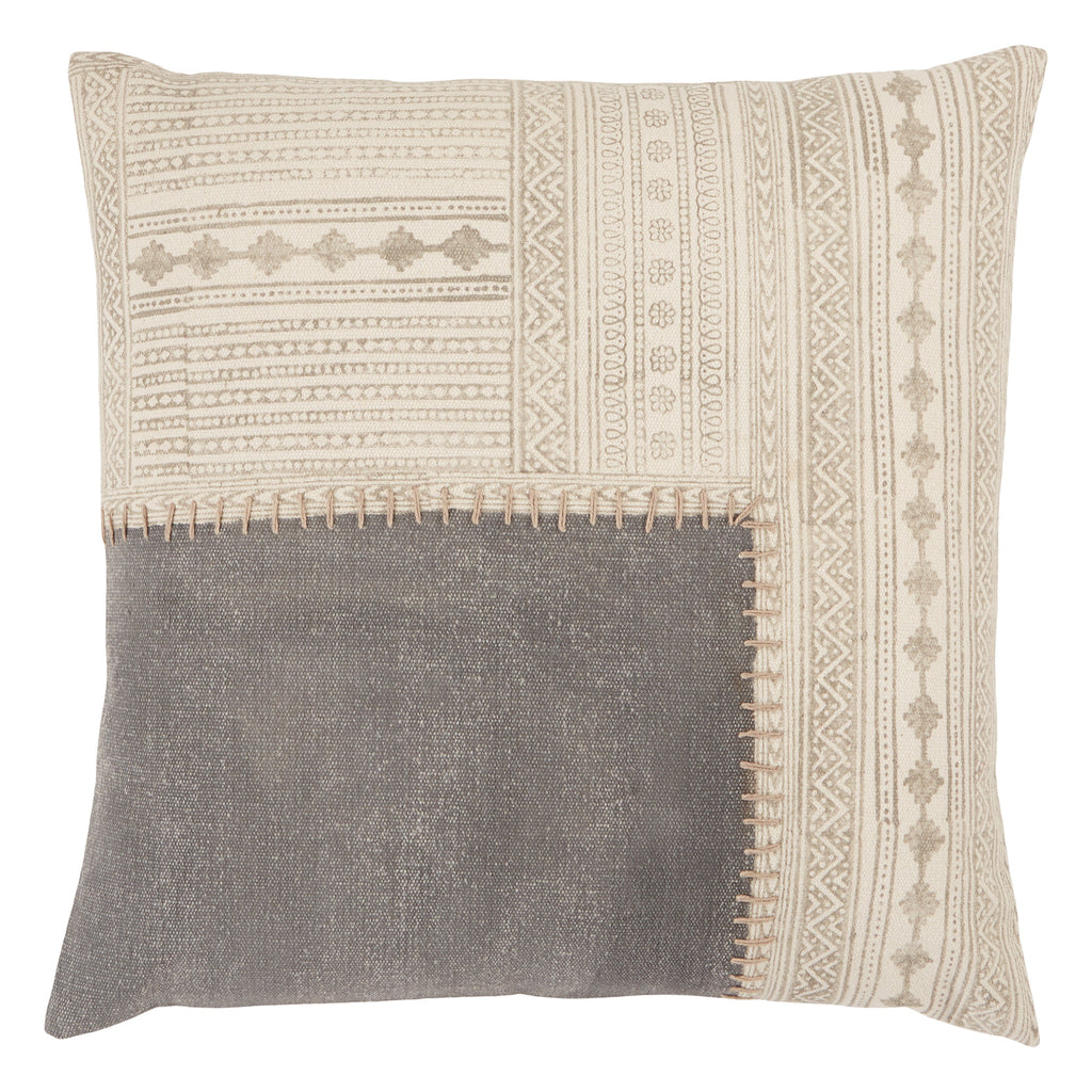 Ayami Tribal Pillow in Gray & Cream