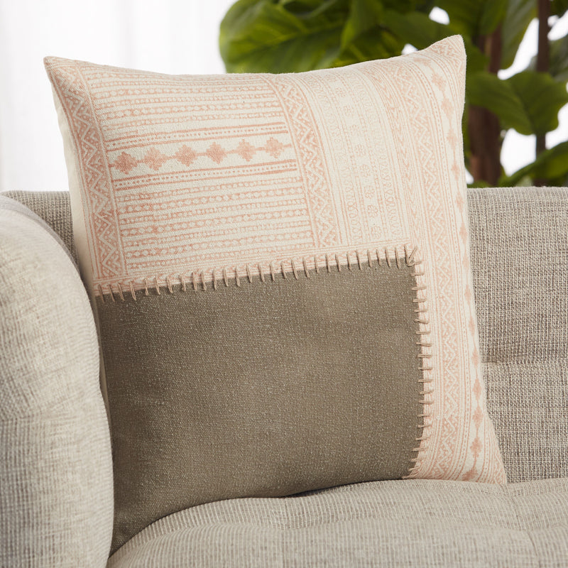 Ayami Tribal Pillow in Light Pink & Gray