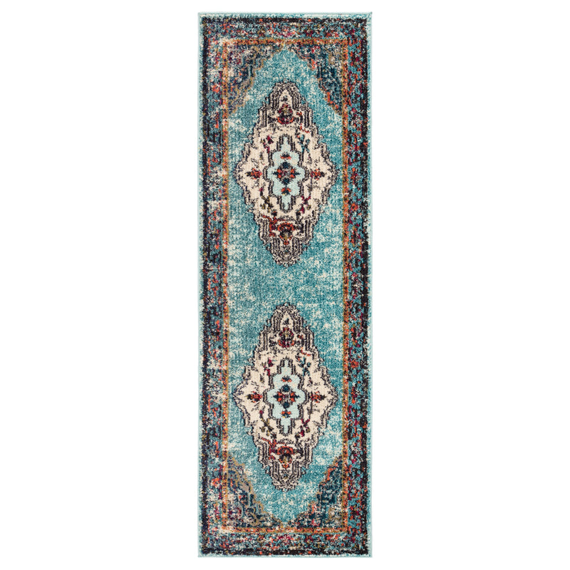 Caba Medallion Blue & Pink Area Rug