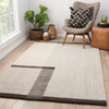 Capone Handmade Geometric Beige & Dark Gray Area Rug