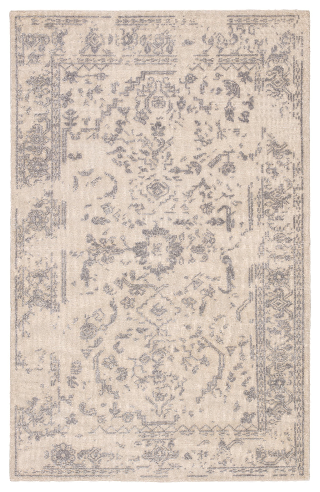 Bethel Hand-Knotted Medallion Ivory & Gray Area Rug