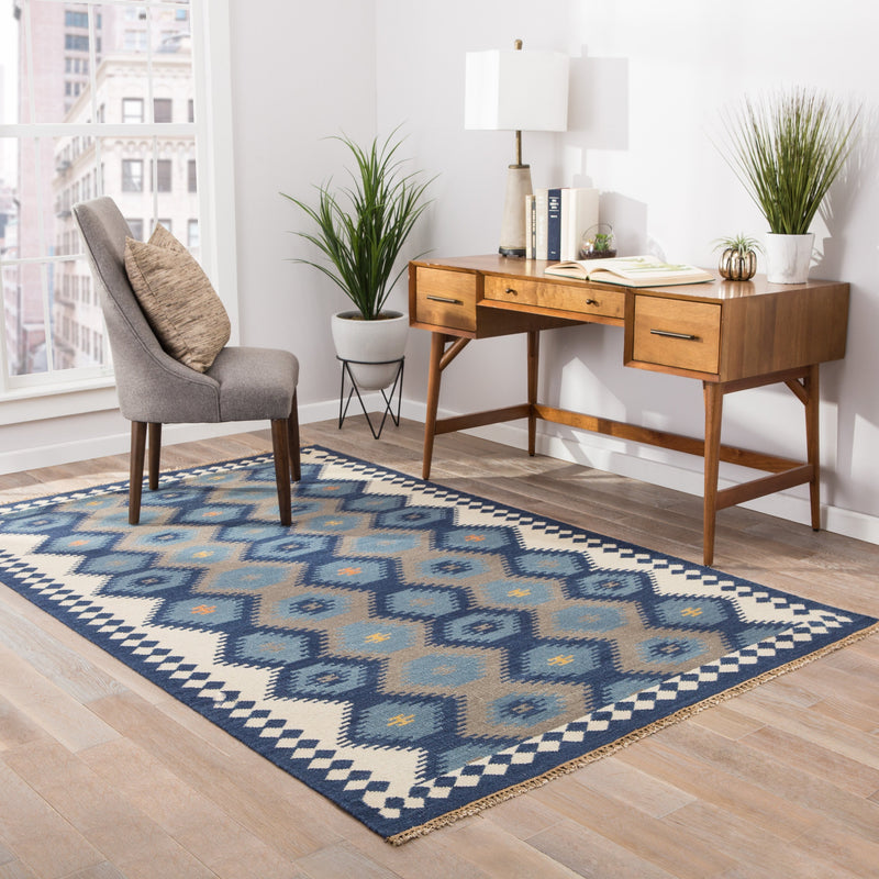 Zebulon Geometric Rug in Patriot Blue & Atmosphere design by Jaipur Living