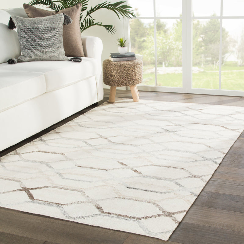 Laveer Handmade Trellis Ivory & Light Gray Area Rug