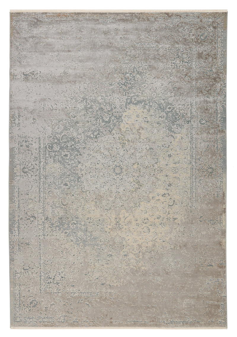 Alaina Medallion Rug in Gray & Cream