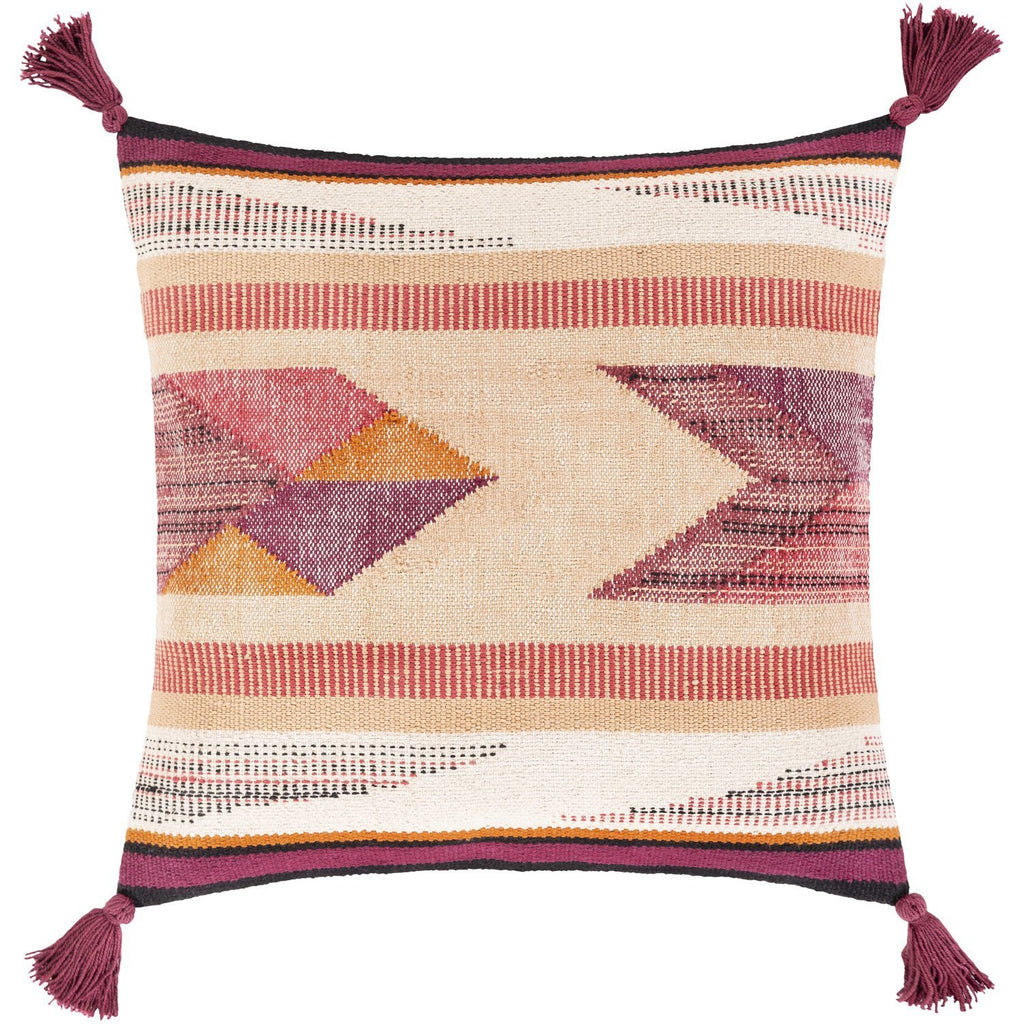 Astoria ATR-002 Hand Woven Square Pillow in Cream & Blush by Surya