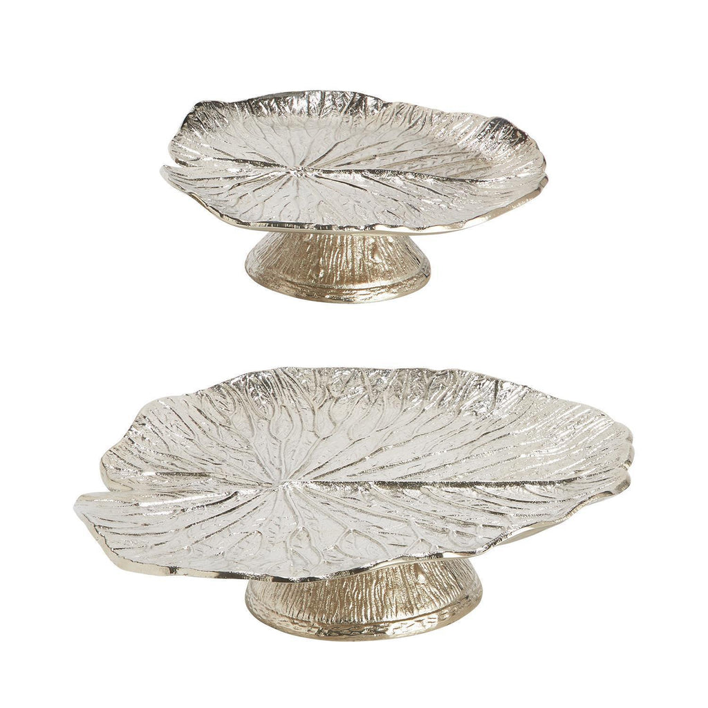 Water Lilly Leaf Pedestal Trays set of 2