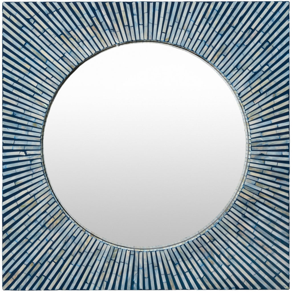 Avondale AVD-001 Square Mirror in Blue and Ivory by Surya