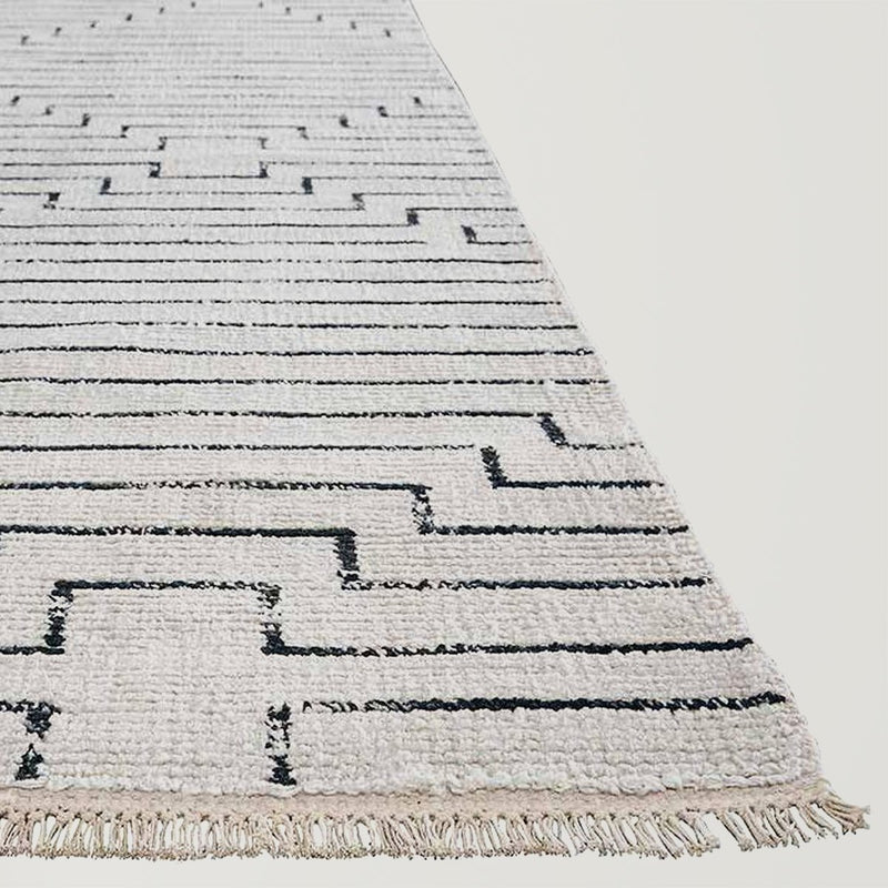 Alloy Handmade Geometric White & Black Area Rug