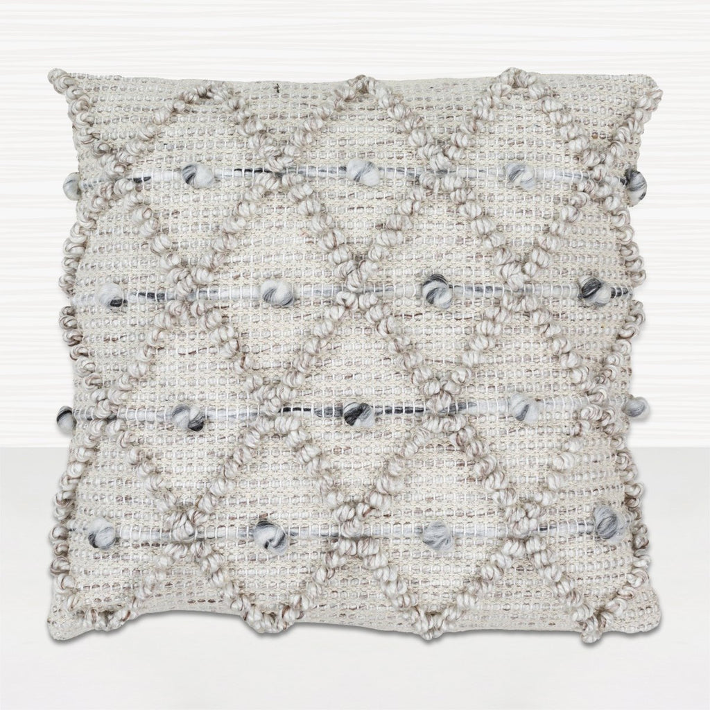 Anders Hand Woven Pillow in Cream & Light Gray