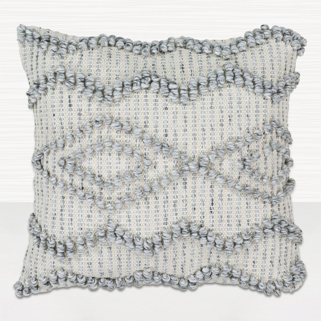 Anders Hand Woven Pillow in Cream & Medium Gray