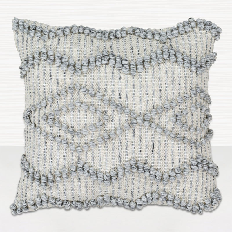 Anders Hand Woven Pillow in Cream & Medium Gray