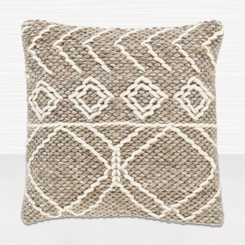 Anniken Hand Woven Pillow in Cream & Taupe