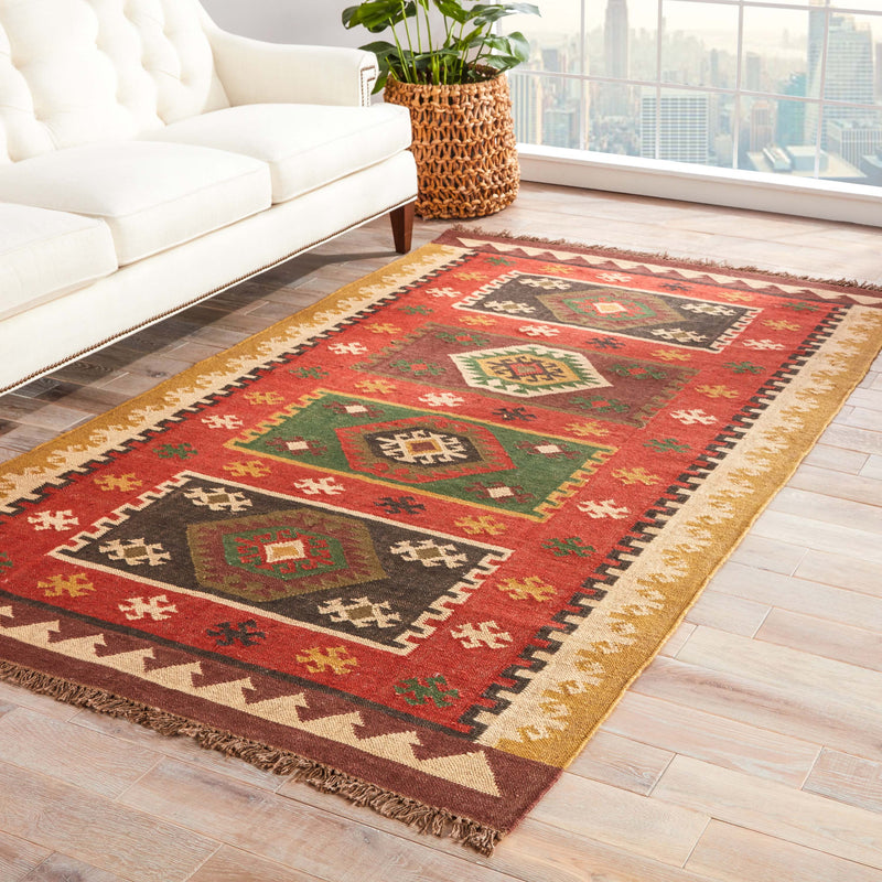 Amman Geometric Rug in Zinfandel & Wood Thrush design by Jaipur Living