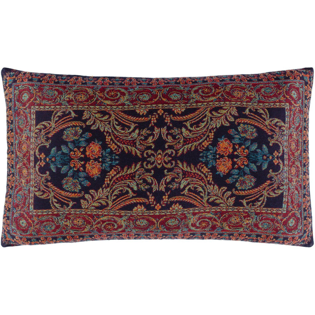 Boteh BEH-004 Woven Lumbar Pillow in Bright Red & Navy by Surya