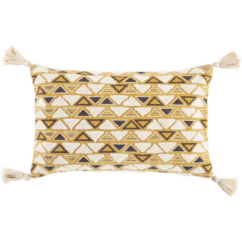 Binga BGA-002 Woven Lumbar Pillow in Beige & Saffron by Surya