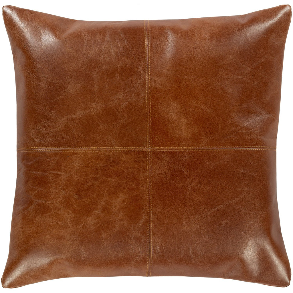 Barrington BGN-001 Leather Pillow in Camel by Surya