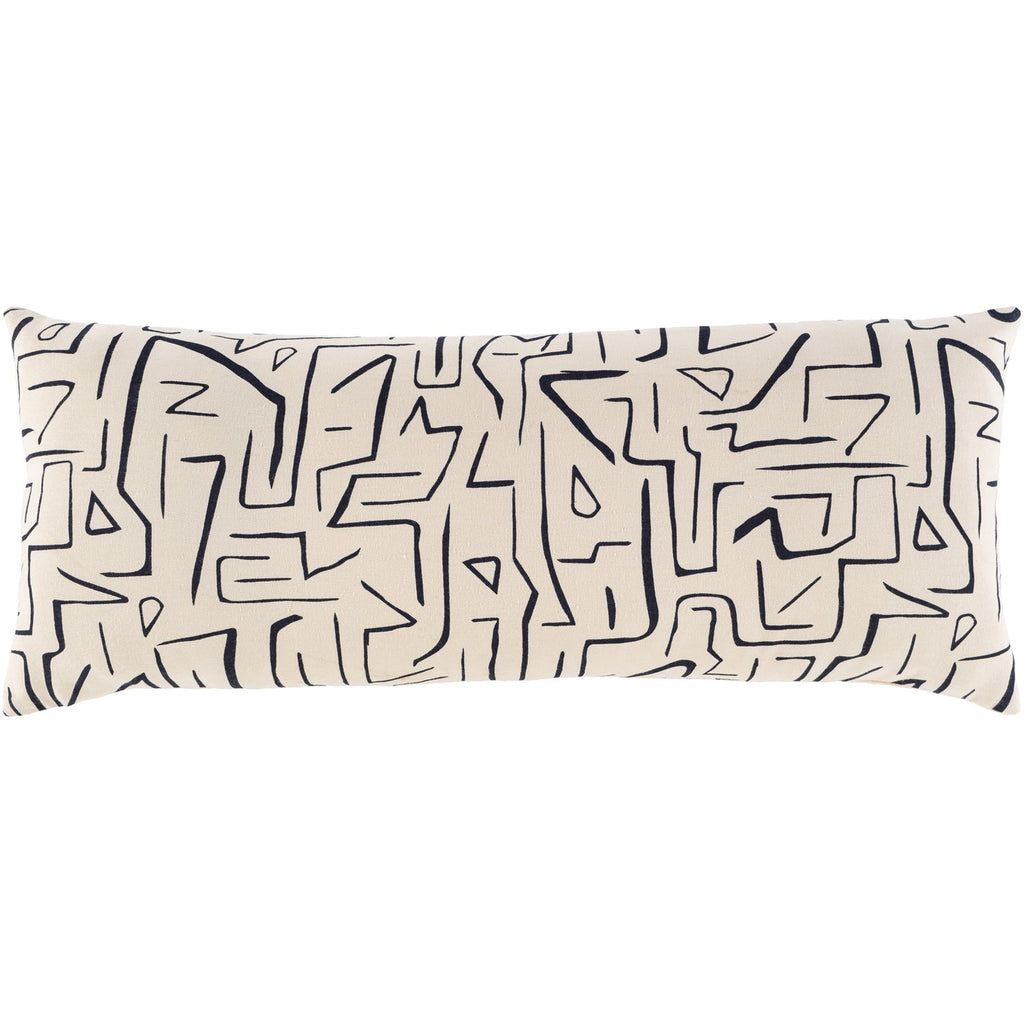 Bogolani BGO-004 Woven Lumbar Pillow in Cream & Black by Surya