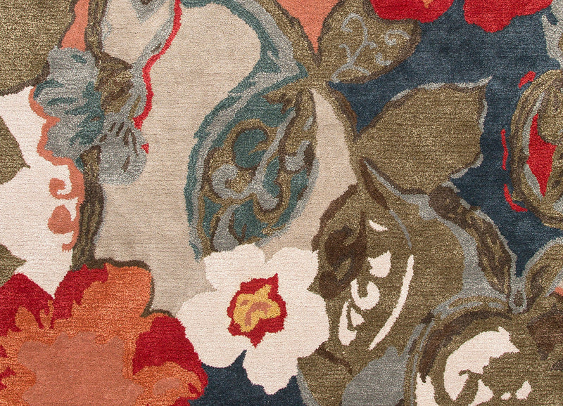 Petal Pusher Handmade Floral Multicolor & Gray Area Rug