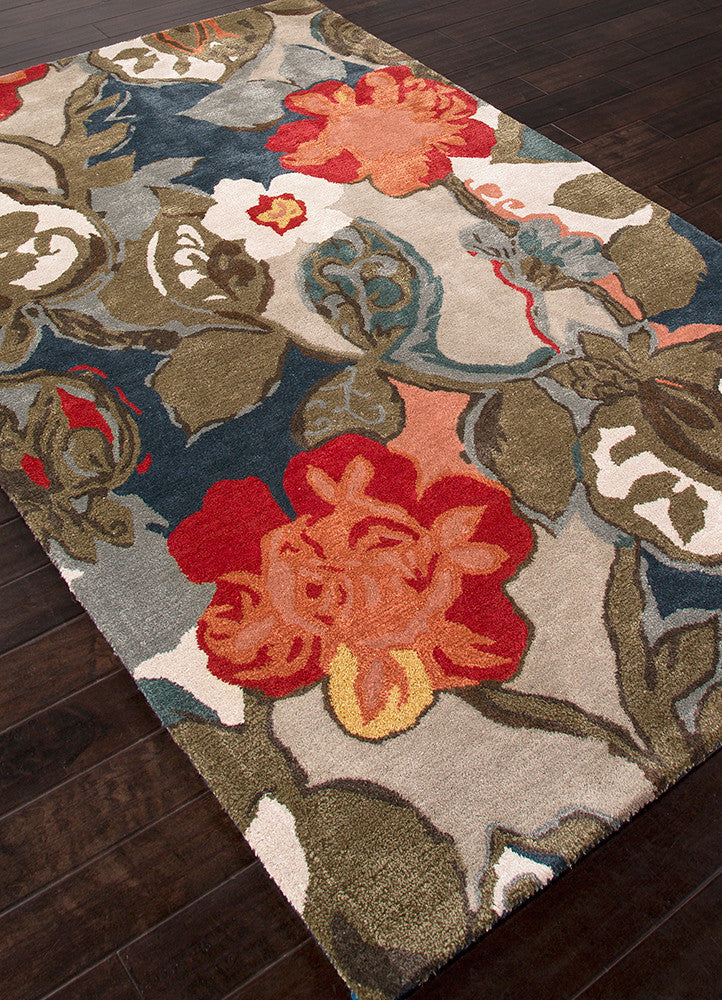 Petal Pusher Handmade Floral Multicolor & Gray Area Rug